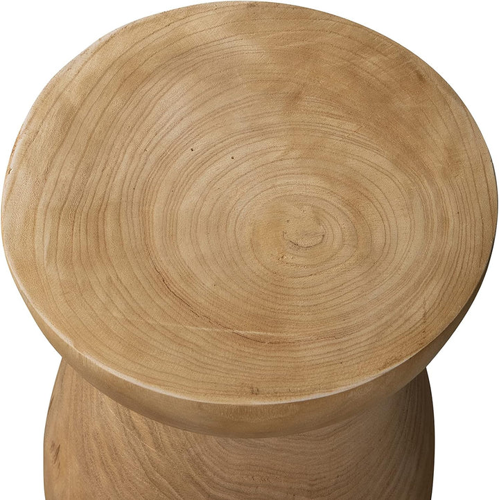 WOOOD Bink Hocker Rund - Natürliches Paulownia-Holz Langlebig Sitzhocker Planzentisch Couchtisch 2er