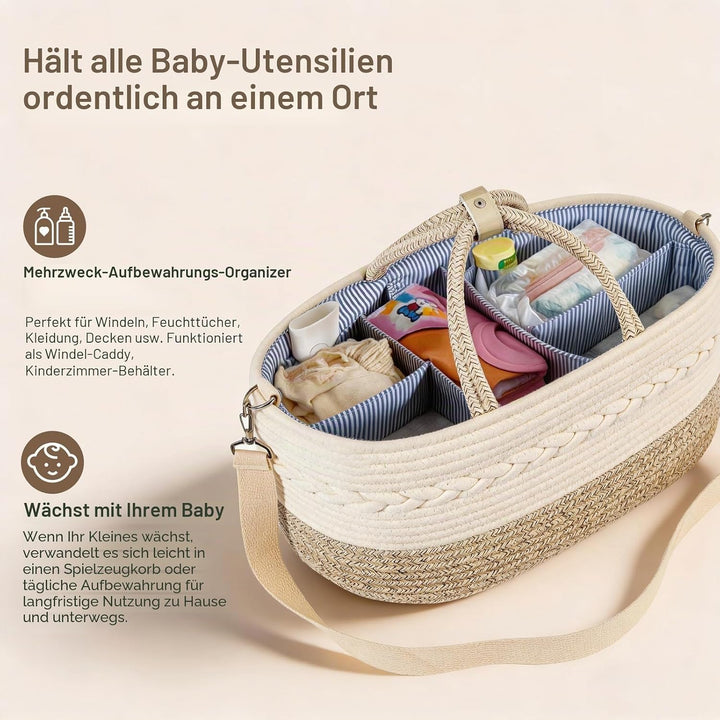 YeaYee Baby Windel Caddy Organizer，Multifunktionale Aufbewahrungsbox für Windeln， mit wechselbaren F