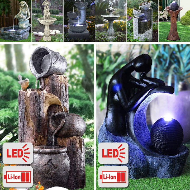 Solar Gartenbrunnen Brunnen Solarbrunnen Zierbrunnen Wasserfall Gartenleuchte Teichpumpe für Terrass