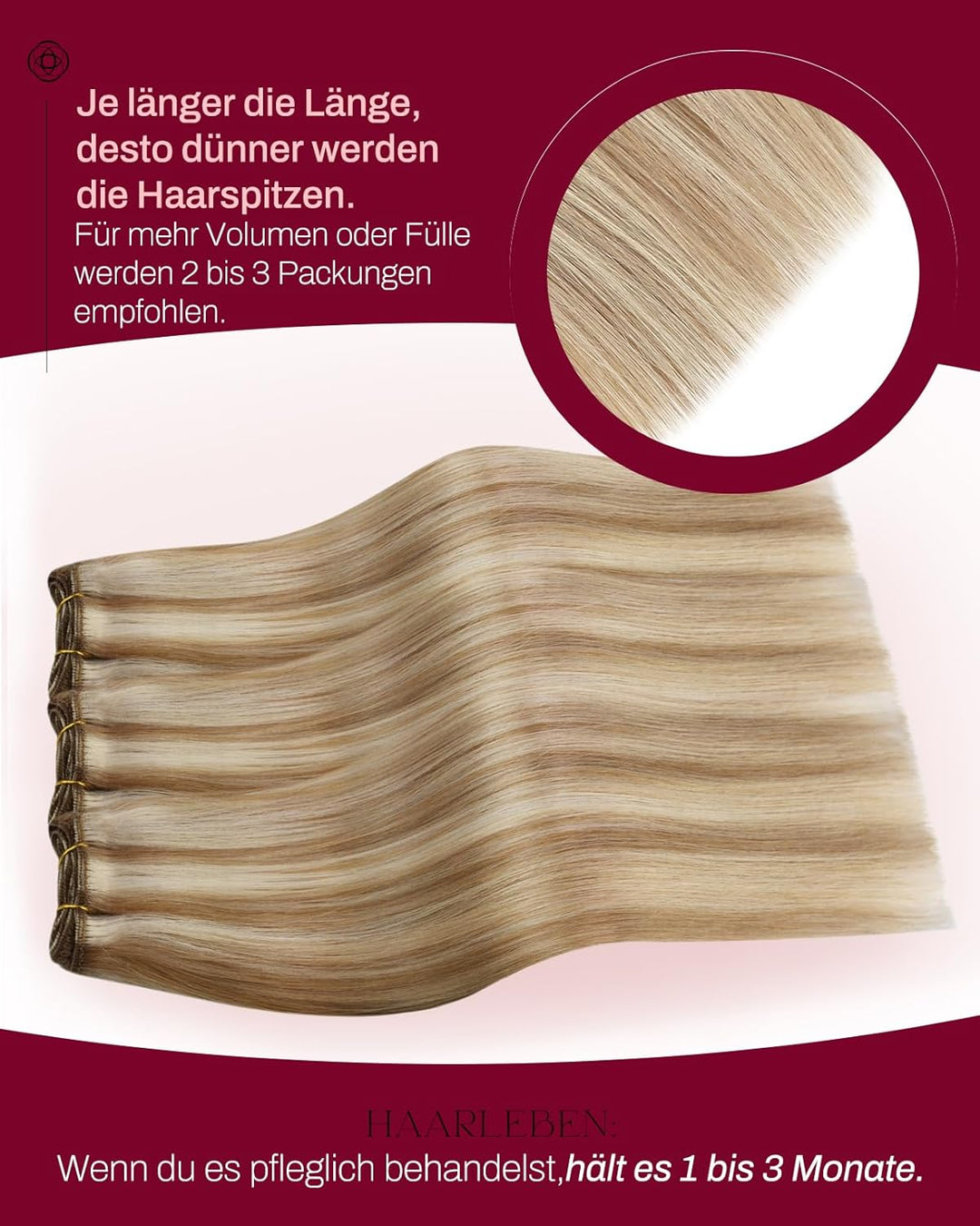 Moresoo Tressen Echthaar Blond Weaving Extensions Hellbraun mit Blond Echthaar Tressen zum Einnähen