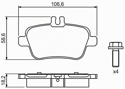 Bosch BP1509 Bremsbeläge - Hinterachse - ECE-R90 Zertifizierung - vier Bremsbeläge pro Set