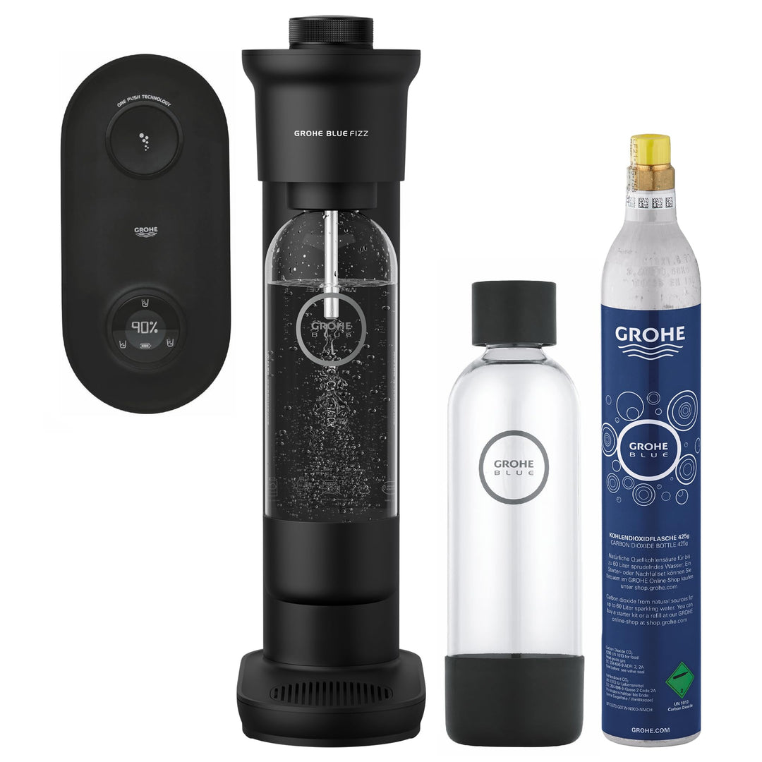 Grohe Blue Fizz Advanced - Wassersprudler Starter Set (mit CO2-Füllstandsanzeige, 3 einstellbare CO2