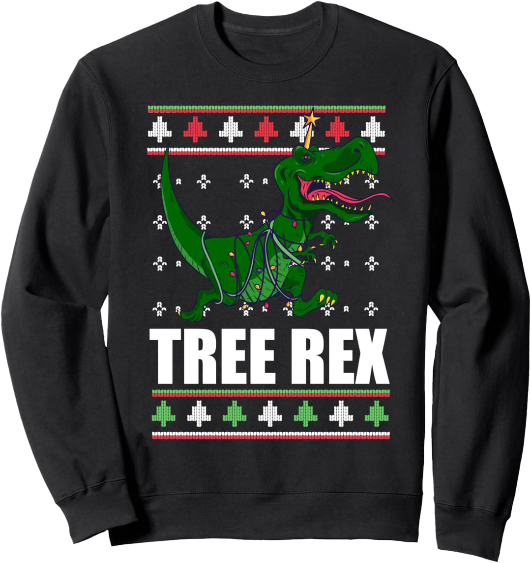 TREE REX T-Rex Dinosaurier lustiger hässlicher Weihnachtspullover Meme Sweatshirt