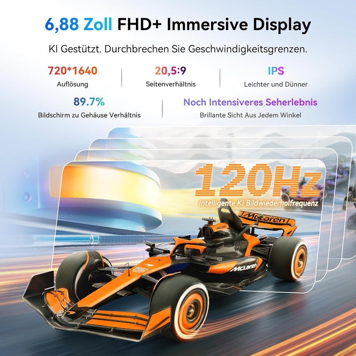 Blackview Shark 6 Handy 5G Ohne Vertrag Android 15 Smartphone Ohne Vertrag, 6.88" 120Hz, 12GB+128GB,