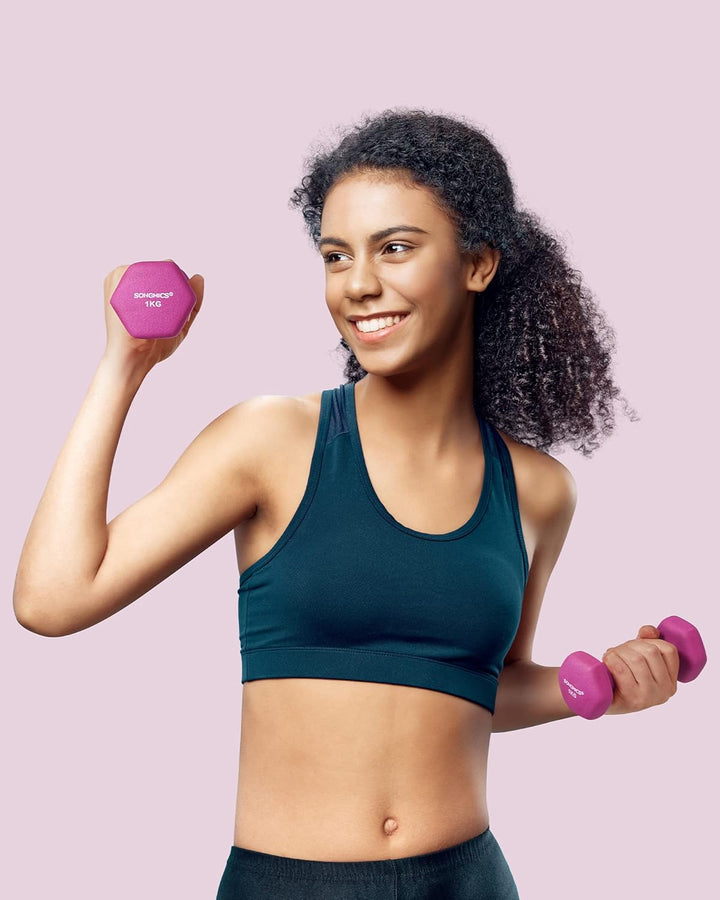 SONGMICS Hanteln, 2er Set,Hantelset, Kurzhanteln, Hexagon, Neopren-Beschichtung, Krafttraining, Work