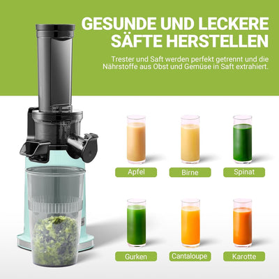 Entsafter AOBOSI-Mini slow juicer mit Rückwärts-Kau-Funktion-saftpresse elektrisch mit Bürste und 2