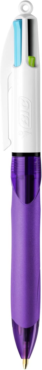 BIC 4 Farben Kugelschreiber Set 4 Colours Grip Pro Fun, mit gummierter Griff-Fläche, 8er Pack, Ideal