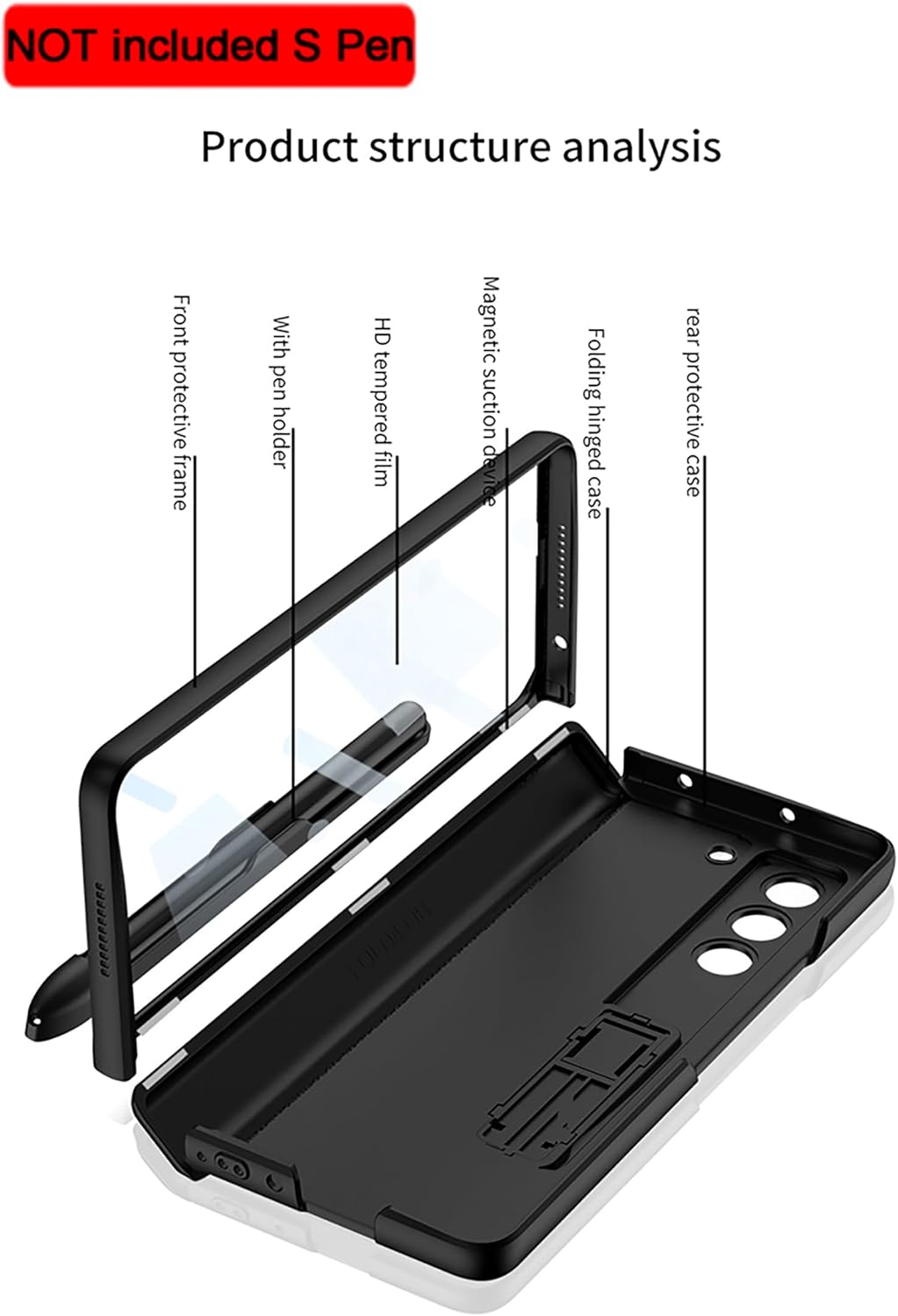 CeeEee Hülle für Samsung Galaxy Z Fold 5 5g Case 360 Grad Vollschutz Built in Bildschirm Schutz Hand