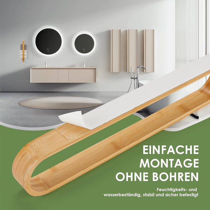 Handtuchhalter 40 cm, Bambus Handtuchstange Ohne Bohren, Handtuchregal Selbstklebend, Gästehandtuchh