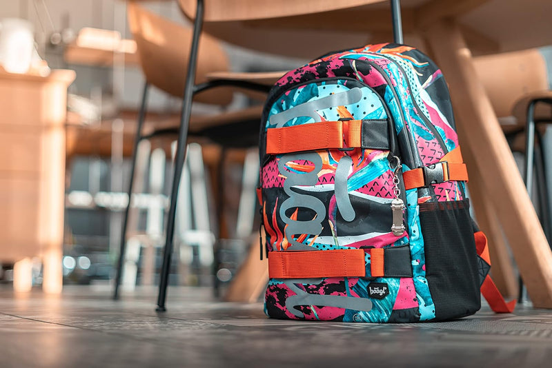 Baagl Schulrucksack für Jungen Mädchen Teenager - Skateboard Rucksack - Kinderrucksack mit Laptopfac