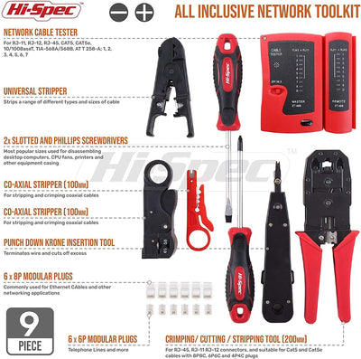 Hi-Spec Netzwerk Werkzeug, PC Werkzeugset & Computer Wartungs- & Reparatur-Set für RJ45 RJ11 Lan Kab