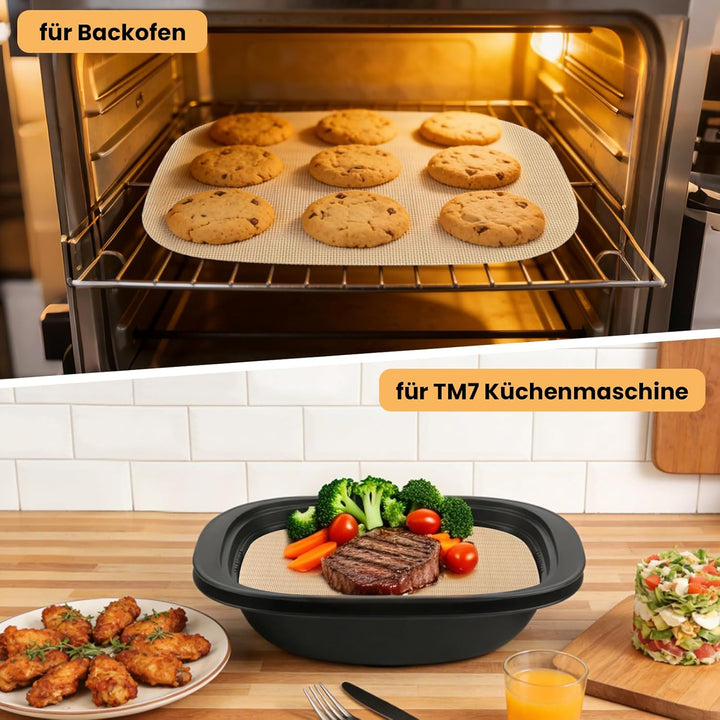 GEEKHOM 3 Stück Dauerbackfolie für Thermomix TM7 - Silikon Backfolie Zubehör Für Thermomix Küchenmas