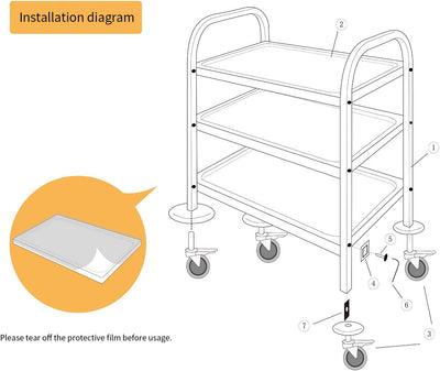 uyoyous Servierwagen Edelstahl 3 Böden Servierwagen mit Rollen Rollwagen Allzweckwagen küchenrollwag