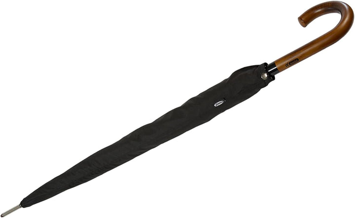 iX-brella Herren Stockschirm Automatik mit Echtholz-Rundhakengriff Schwarz black, black