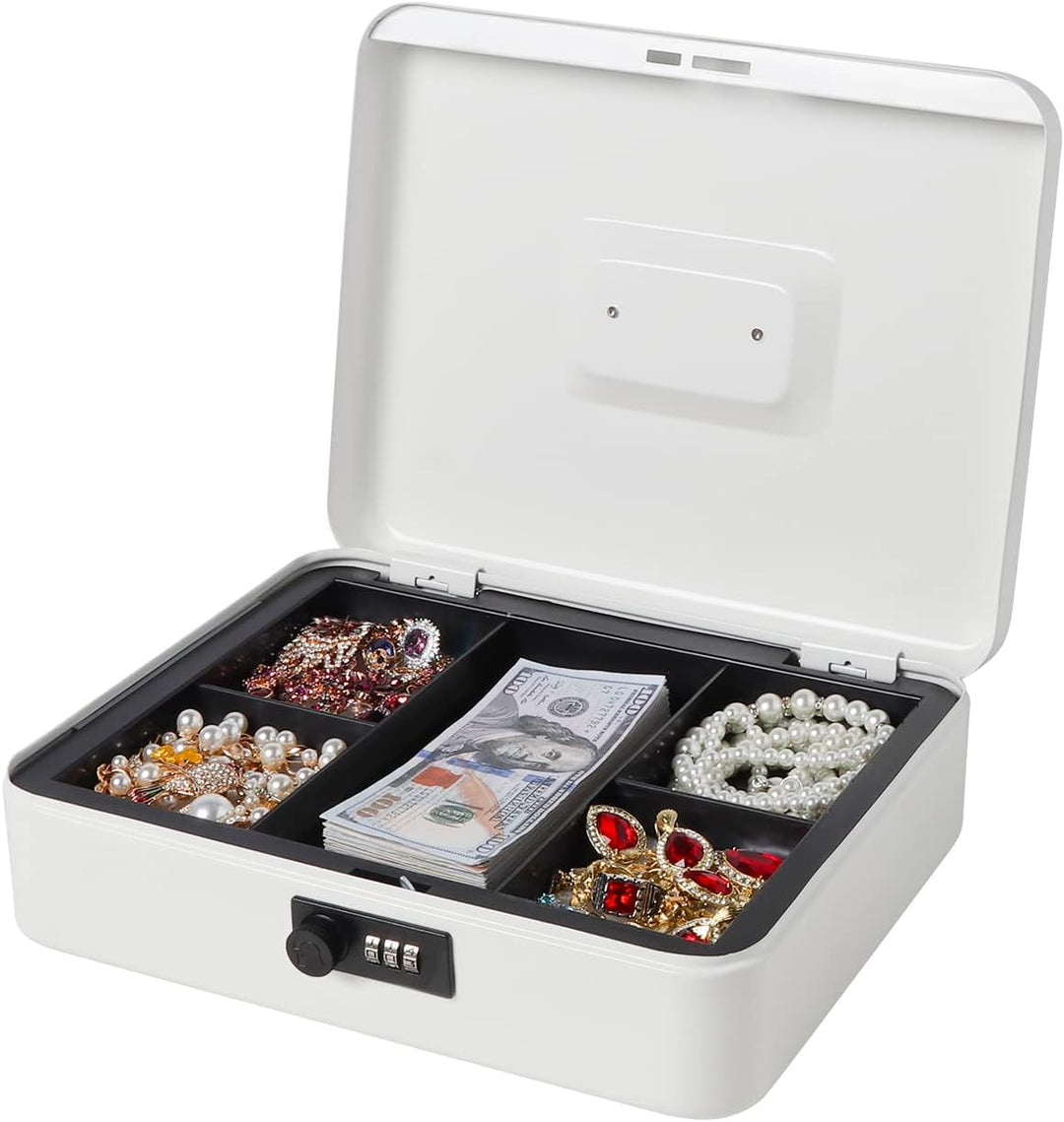 Grosse Geldkassette mit Zahlenschloss, Metall Spardose für Bargeld, Lovndi Schlossbox mit Geldfach,
