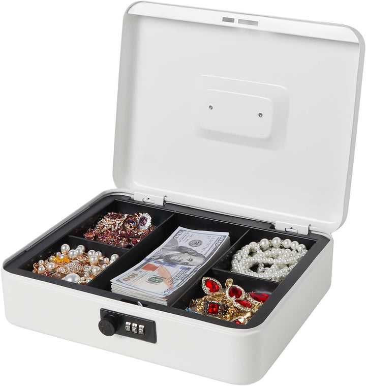 Grosse Geldkassette mit Zahlenschloss, Metall Spardose für Bargeld, Lovndi Schlossbox mit Geldfach,