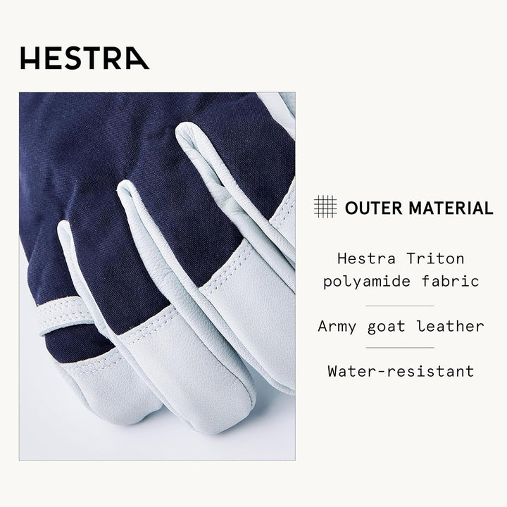 HESTRA Army Heli 5-Finger-Skihandschuh für Herren, Leder 7 navy, 7 navy