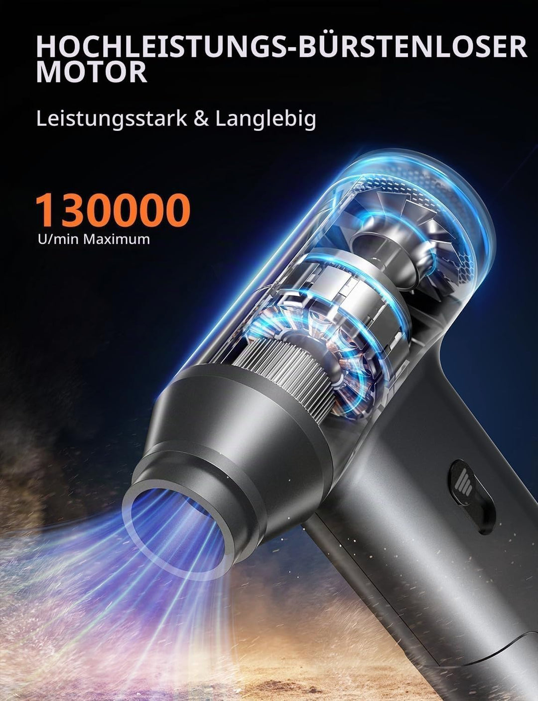 CLEVAST Elektrische Staubgebläse (Dunkelgrau), Dunkelgrau