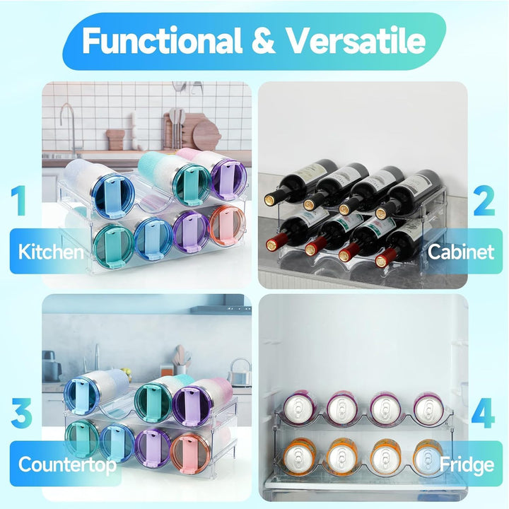 2 Etagen Stapelbares Flaschenregal Weinregal Flaschenhalter für 8 Flaschen, 39 x 21cm Kunststoff Was