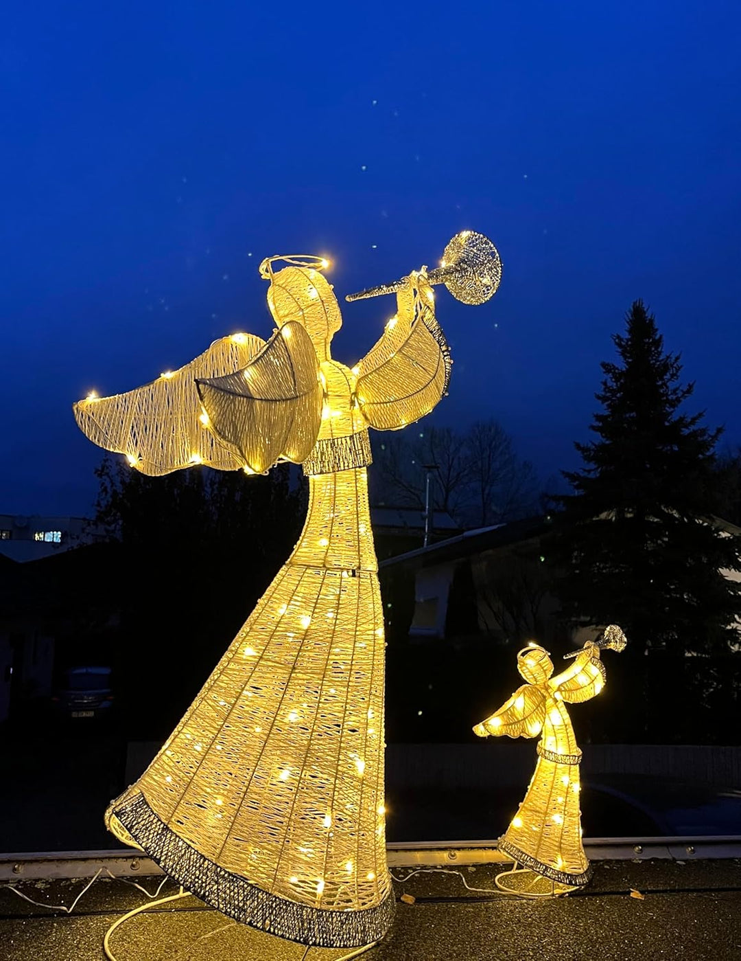 Relax Serie - LED Engel Gross und Klein Set, Gartendeko, Zimmerdeko, Weihnachtsbeleuchtung Figuren,