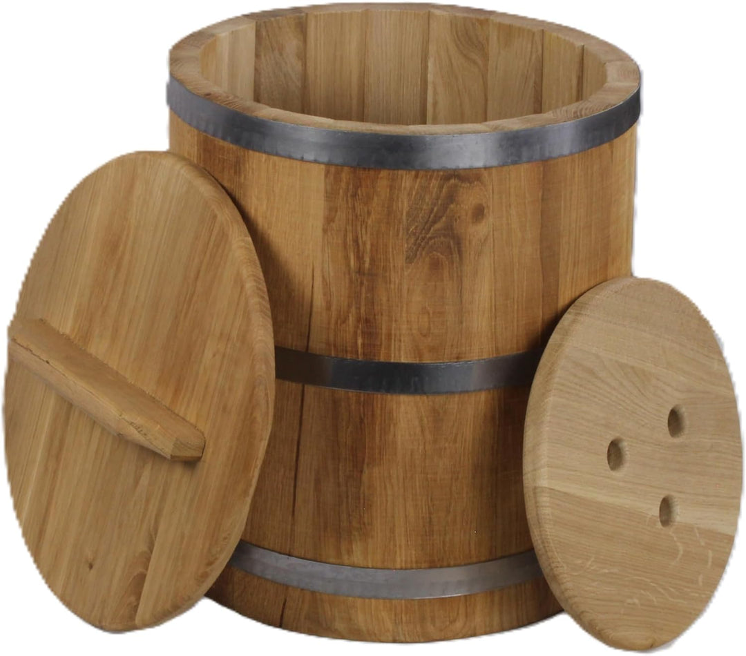 Sauerkrauttopf 30 L, Eiche, Gurkentopf, Einlegegefäss, Holzgefäss zum Einlegen für Gemüse, (Bottich)