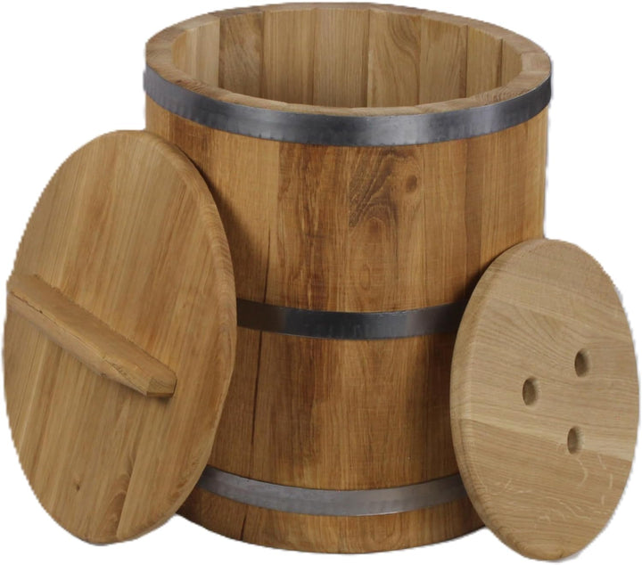 Sauerkrauttopf 30 L, Eiche, Gurkentopf, Einlegegefäss, Holzgefäss zum Einlegen für Gemüse, (Bottich)