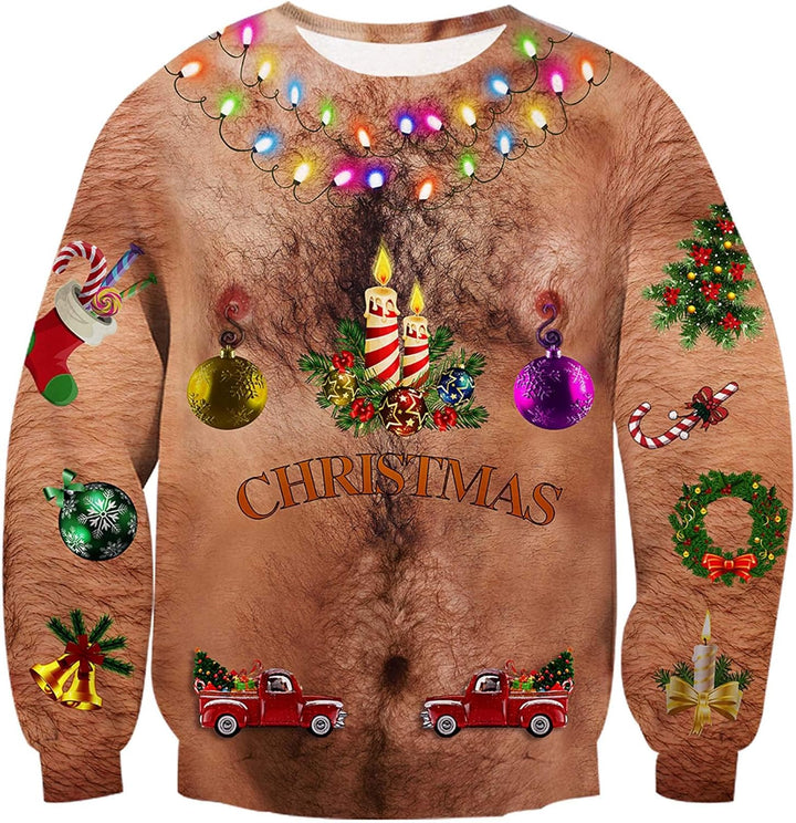ALISISTER Hässliche Weihnachtpullover 3D Gedruckt Weihnachten Jumper Sweatshirt Langarm Ugly Christm