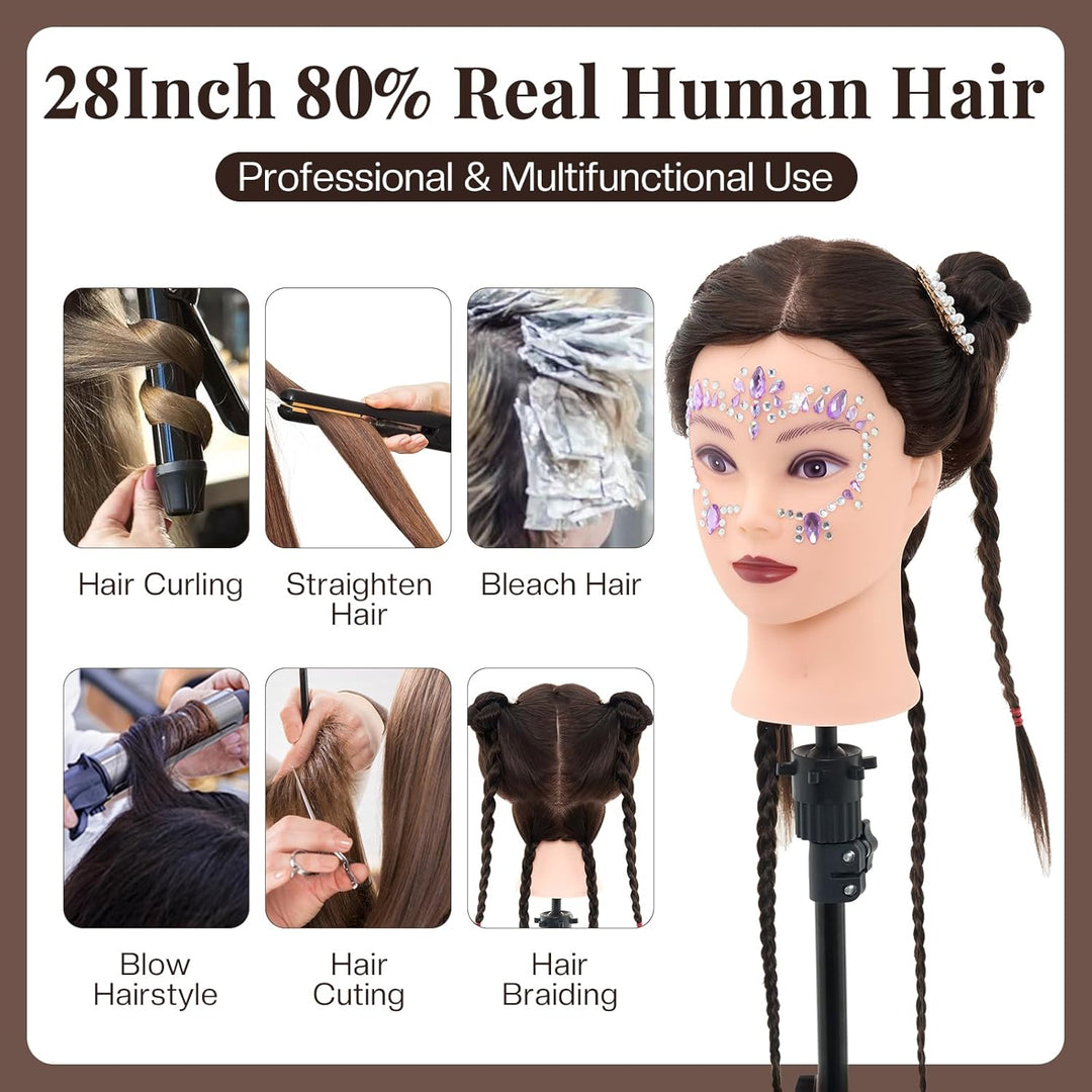 Frisierkopf,Neverland Übungskopf 71cm 80% Echthaar,Frisieren Trainingsköpfe für Friseure Ausbildung