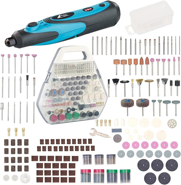 AGT Mini Bohrer: Akku-Multifunktionswerkzeug mit Sortierkoffer und 340-tlg. Zubehör-Set (Multitools,