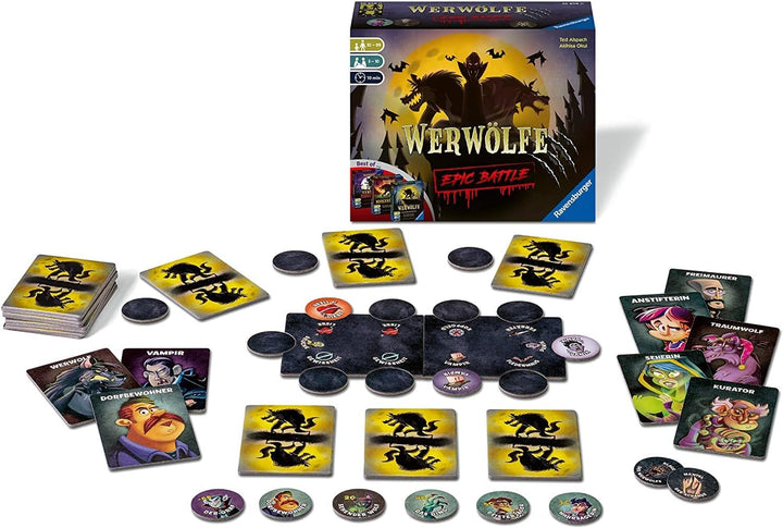 Ravensburger 26858 - Werwölfe - Epic Battle, Best-of der Spielereihe für 3-10 Spieler, Gesellschafts
