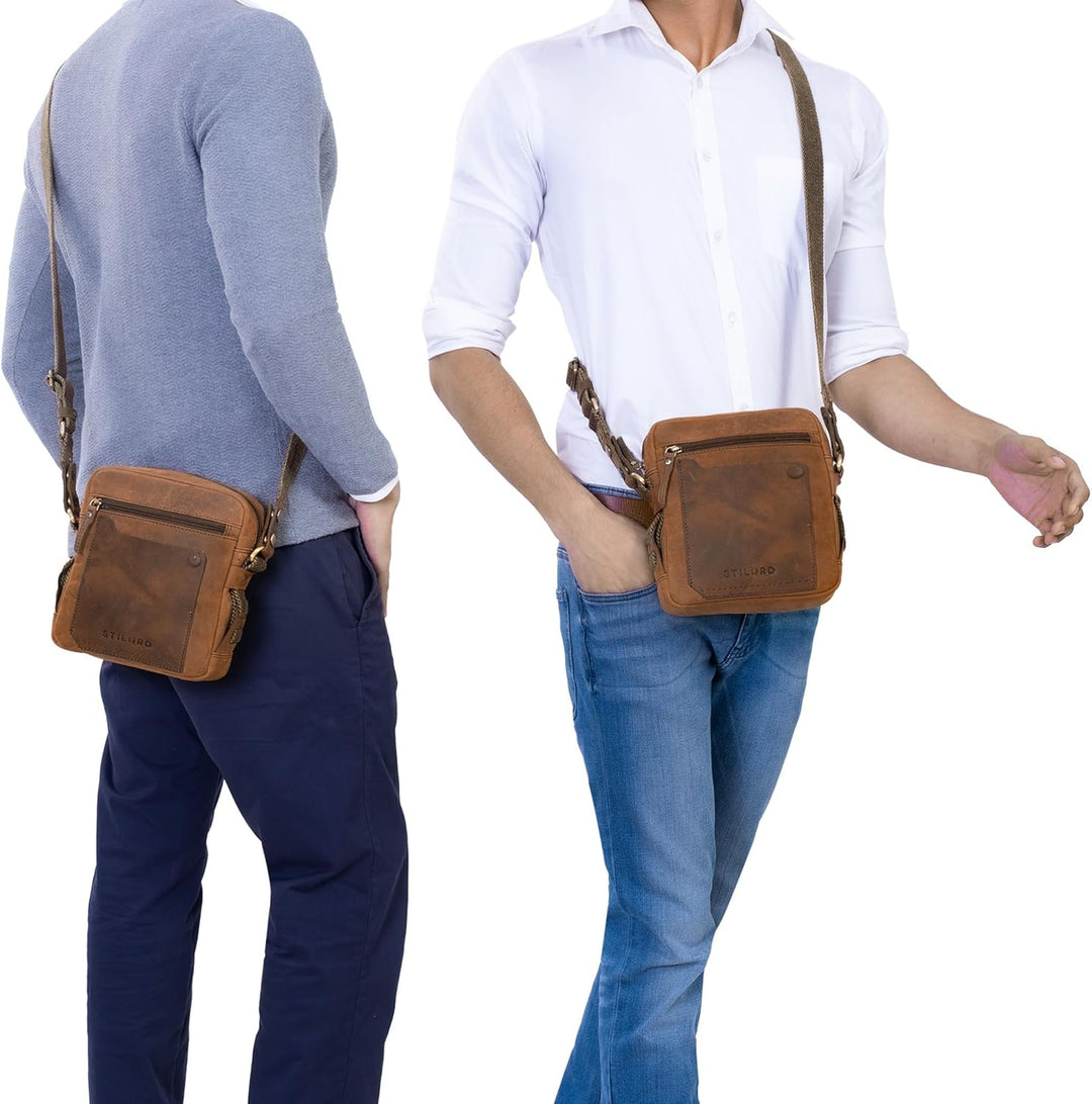 STILORD 'Nash' Ledertasche Männer Vintage Kleine Umhängetasche Messenger Bag Herren für Tablet 8 Zol