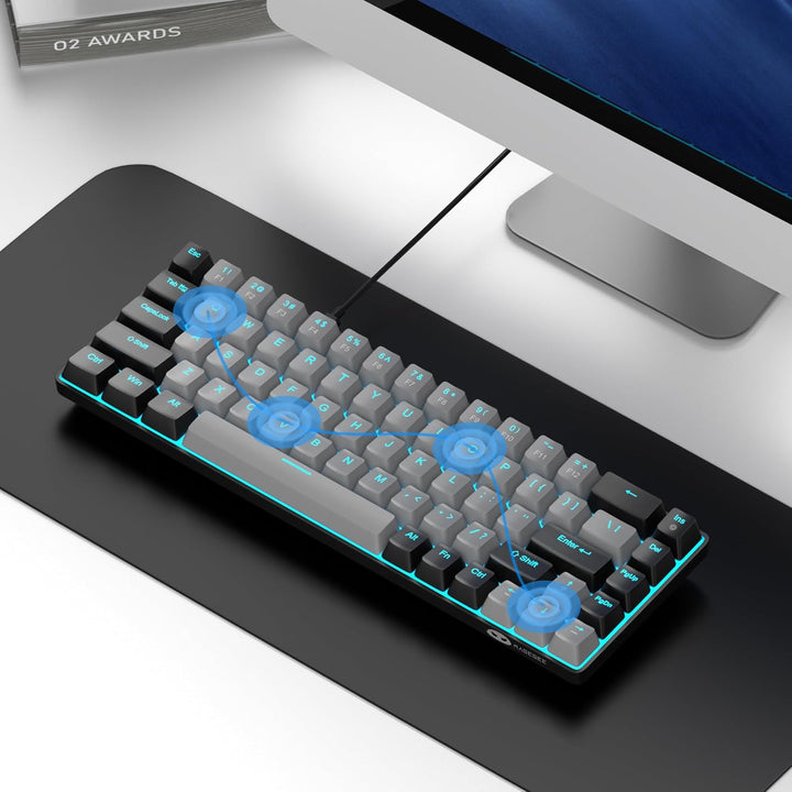 MageGee MK-Box Tragbare 60% mechanische Gaming-Tastatur, LED-Hintergrundbeleuchtung, kompakte 68 Tas