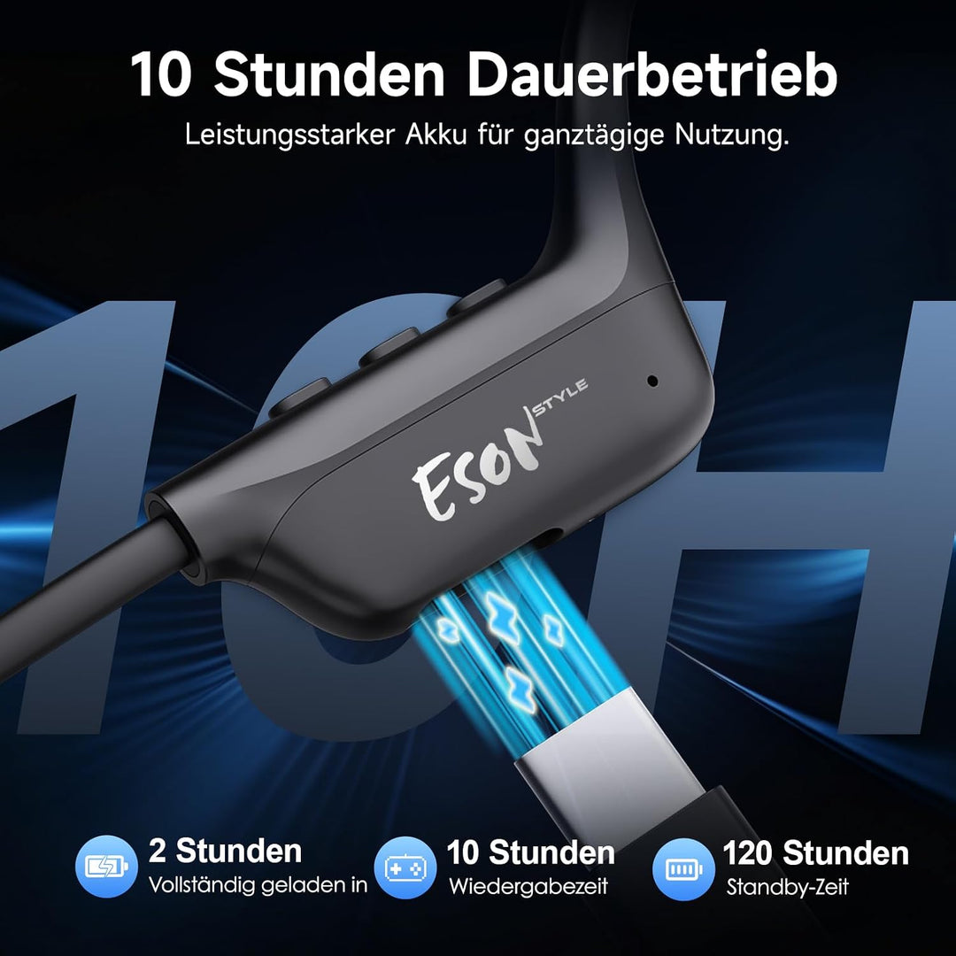 esonstyle Knochenschall Kopfhörer Bluetooth 6.0 - IPX7 wasserdichte | Bone Conduction Headphones mit