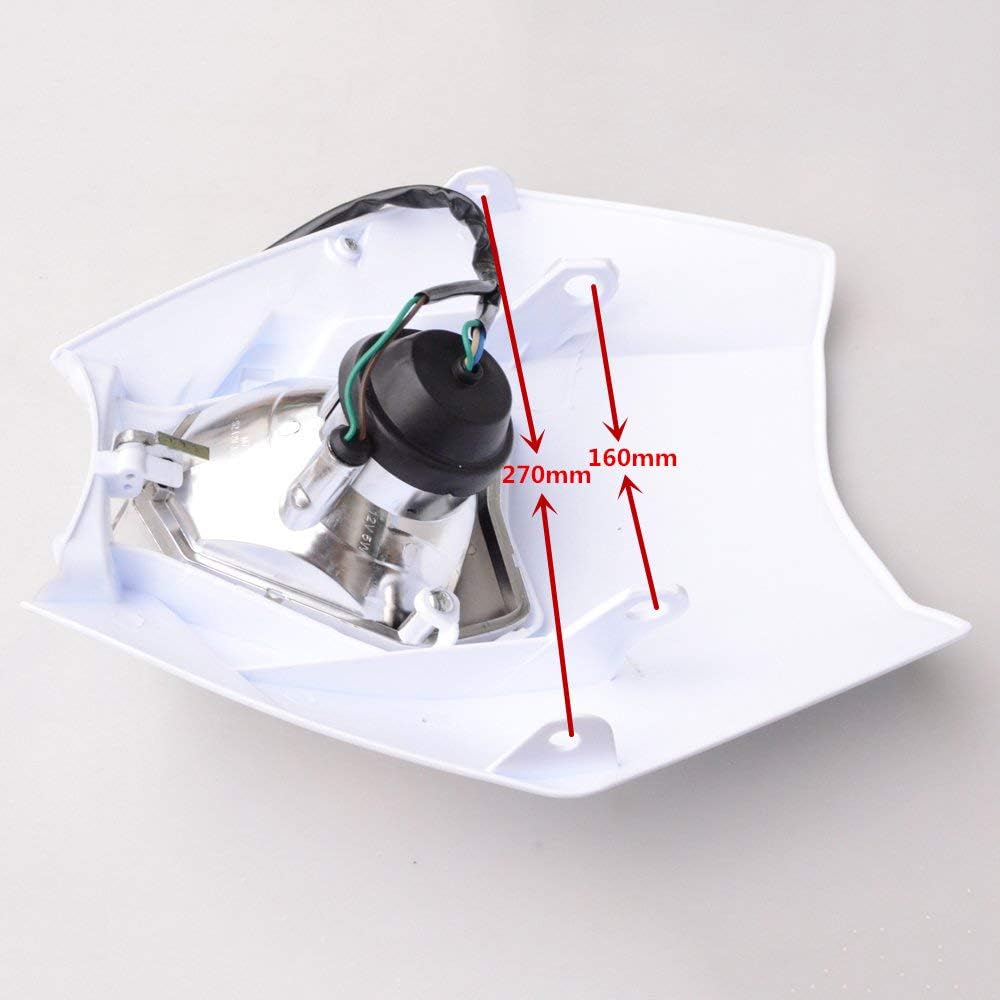 GOOFIT Weiss 12V 35W Scheinwerfer Frontscheinwerfer Lichtmaske mit Front Verkleidung Ersatz für Moto