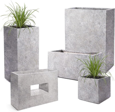 Pflanzwerk® Pflanzkübel Fiberglas Lava HELLGRAU TUB 17x50x17cm *Frostbeständige Blumenkübel* *Deutsc