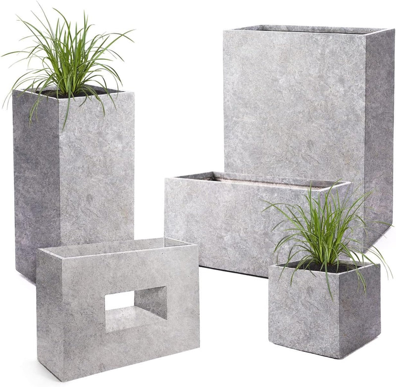 Pflanzwerk® Pflanzkübel Fiberglas Lava HELLGRAU TUB 17x50x17cm *Frostbeständige Blumenkübel* *Deutsc