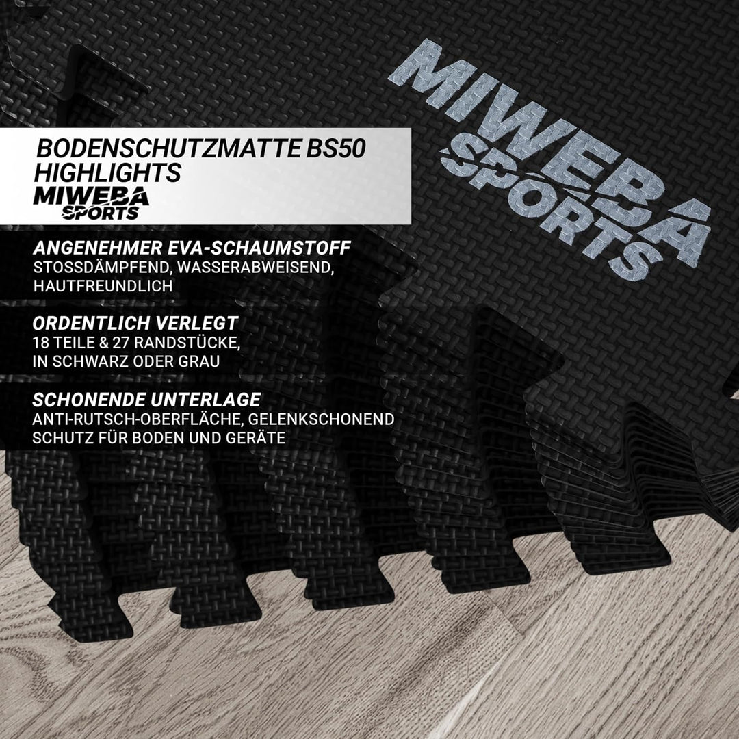 Miweba Sports Bodenschutzmatte BS50 | 8-teilig 1,7 m² - Yogamatte Gymnastikmatte Puzzlematte Fitness