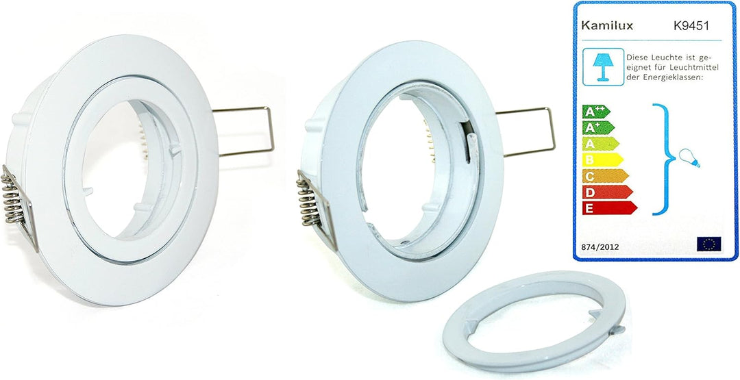 Kamilux 10er Pack Einbaustrahler/Spot Bajo in weiss, Halogen oder LED geeignet, inkl. GU10 Fassung u