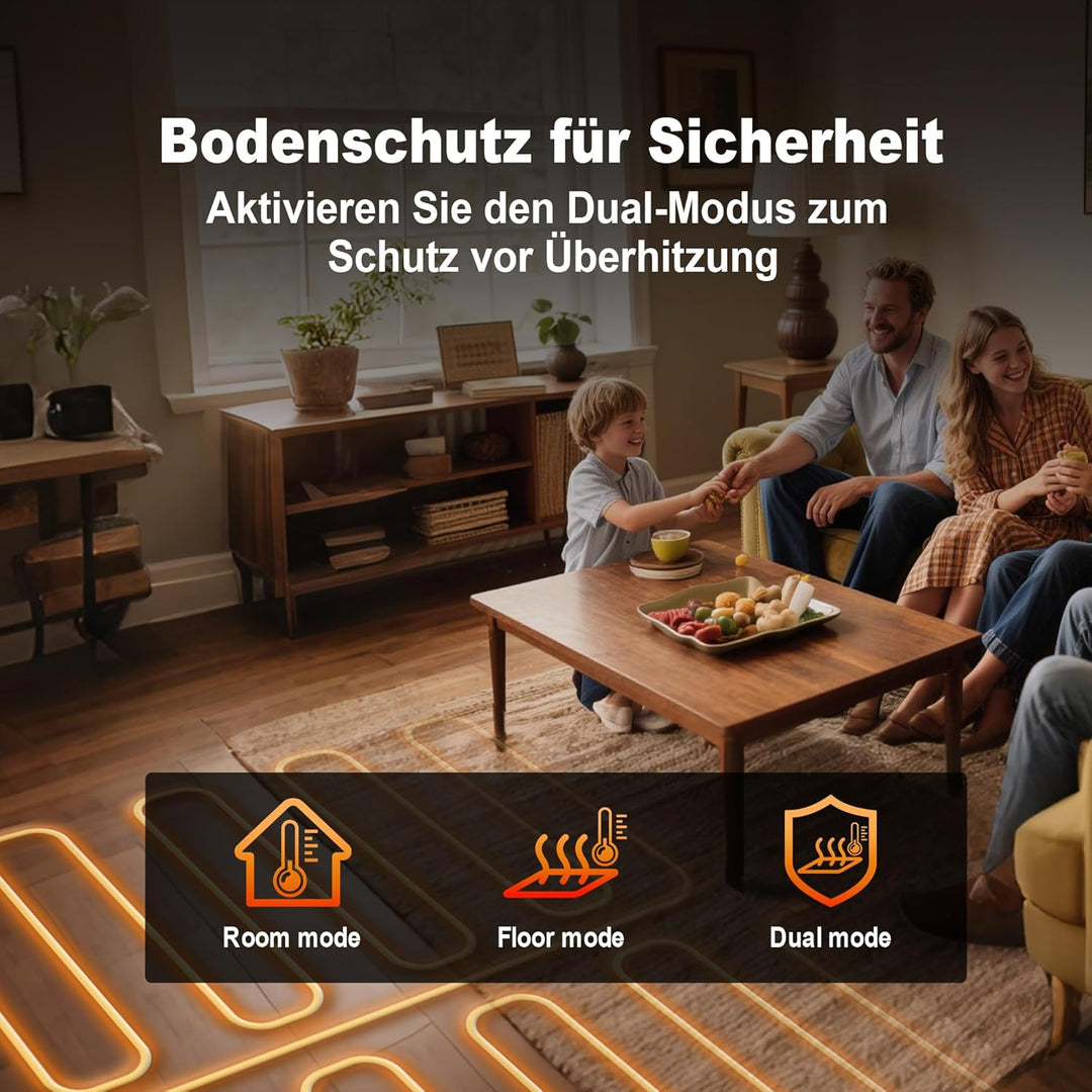 ECOBAY WLAN-Thermostat für elektrische Fussbodenheizung: Kompatibel mit Heizmatten und -kabeln, APP-
