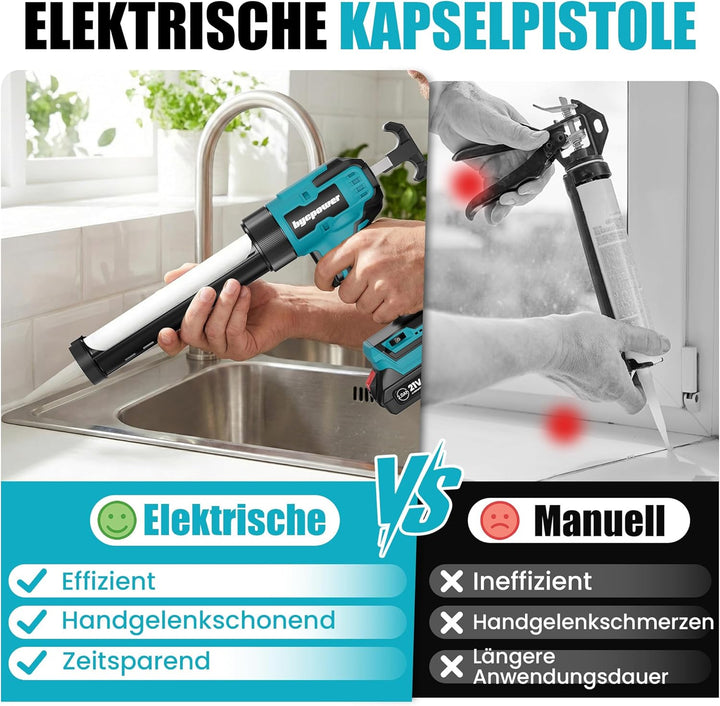 Akku-kartuschenpresse kompatibel mit Makita LXT-18V, 2x2000mAh Akkus, 6 Geschwindigkeiten, Max 1100L