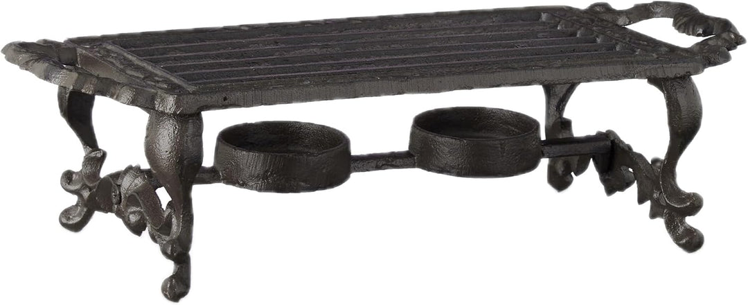 Relaxdays 3 x Warmhalteplatte, extrem robust, Antik-Design, Halter für 2 Teelichter, Gusseisen Stövc