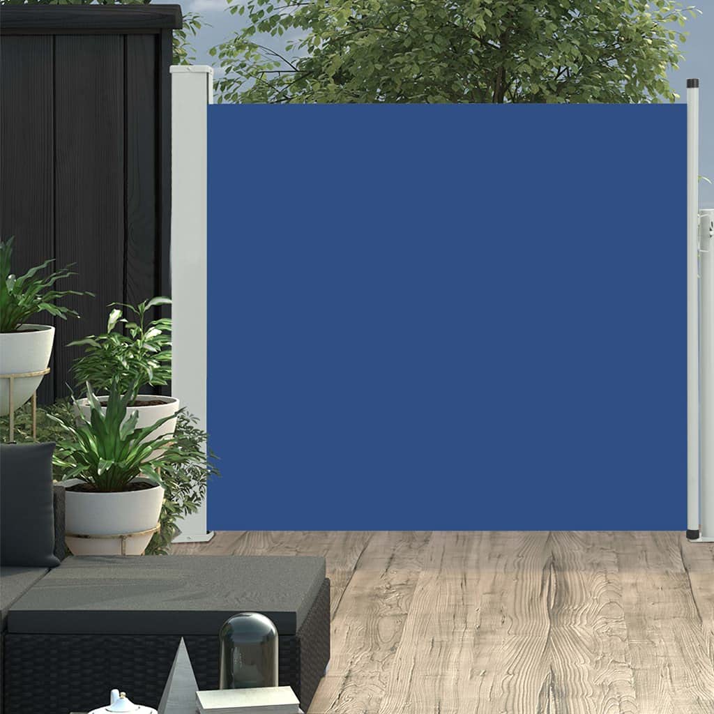 puraday 100x300 cm Ausziehbare Seitenmarkise Blau Terrassen-Sichtschutz Balkon Seitenwand Stilvolle