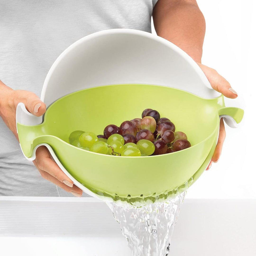 Guzzini - Kitchen Active Design, Set Abtropfsieb mit Behälter Spin&Drain - Apfelgrün, 30 x 25 x h12,