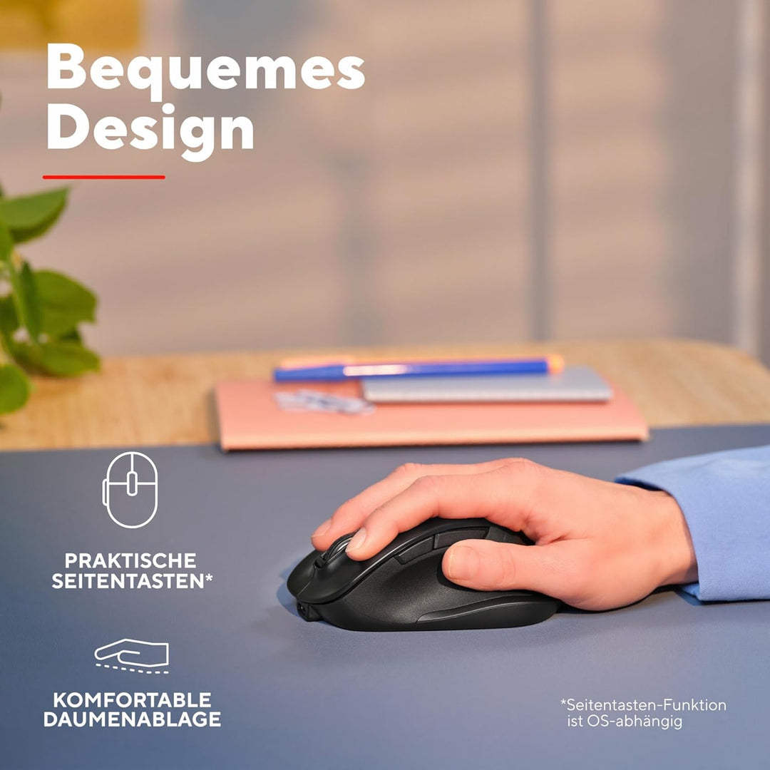 Trust Fyda Aufladbare Kabellose Maus Bluetooth + 2.4GHz, Ergonomische Daumenauflage, 50% Recyclingku