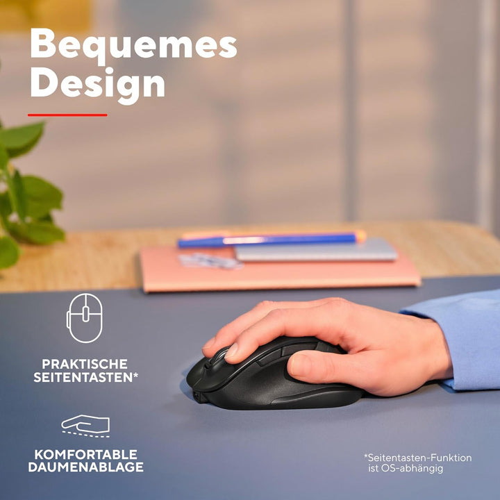 Trust Fyda Aufladbare Kabellose Maus Bluetooth + 2.4GHz, Ergonomische Daumenauflage, 50% Recyclingku