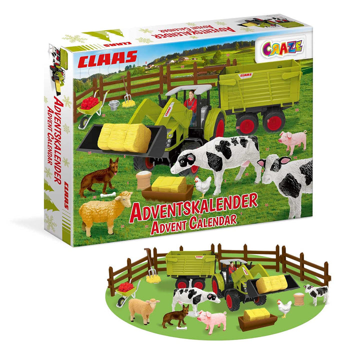 CRAZE Adventskalender CLAAS Traktor Kalender Junge und Mädchen Weihnachtskalender 2022 Bauernhof Spi
