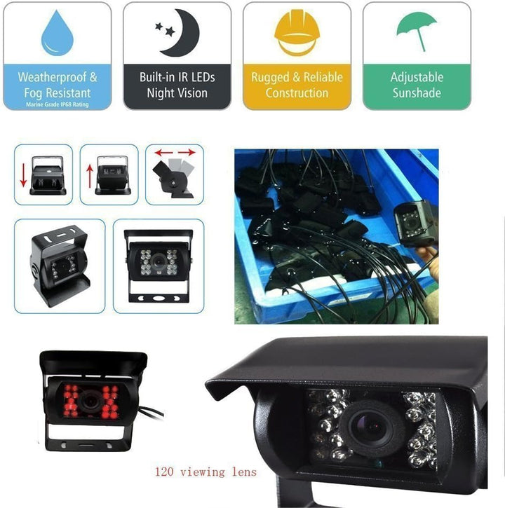 Rückfahrkamera Camecho IR Nachtsicht wasserdichte Rückfahrkamera + 10 Mt 4 Pins Kabel Kit für Auto B