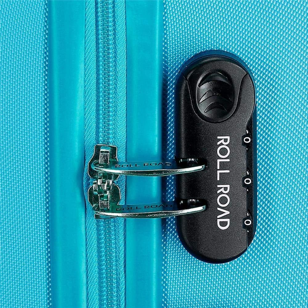 Roll Road Flex Kofferset Blau 55/65/75 cms Hartschalen ABS Kombinationsschloss 182L 4 Räder
