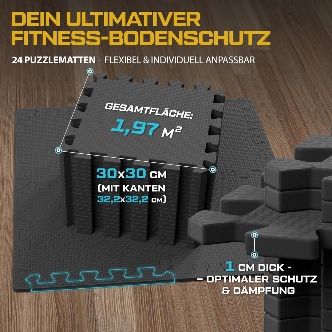 TREX SPORT Bodenschutzmatte Steckmatten TX-010PM | 24/48 Stück Schaumstoffmatten 1 cm dick, rutschfe