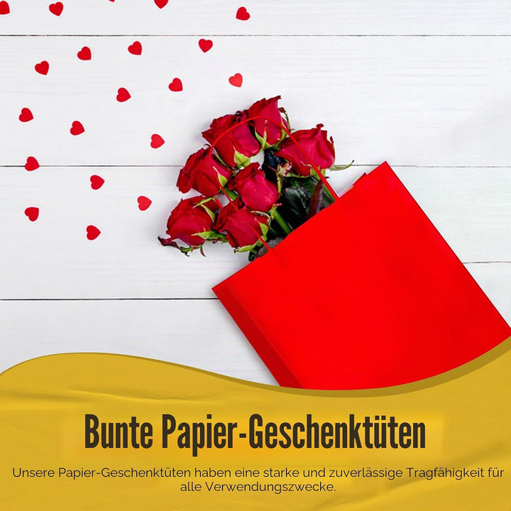 Thepaperbagstore 30 Papiertüten für Partys und Geschenke mit Griffen - Rot - 180x220x80mm Rot 30, Ro